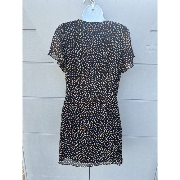 Urban Outfitters Rosalee V-Neck Flutter Sleeves A-line Mini Dress Black Sz M - Picture 9 of 16